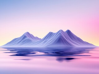 Fototapeta premium Serene pastel mountains reflected in calm water at sunset, evoking tranquility