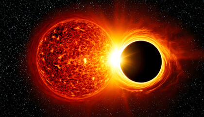 Massive Black Hole Colliding with a Fiery Red Sun &ndash; Cosmic Phenomenon

