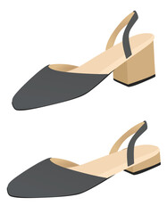 Grey high and flat  heel sandal. vector illustration