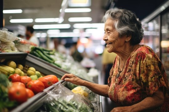 Shopping in a grocery store market adult woman.