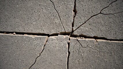 Obraz premium Cracked concrete surface showing wear; ideal for construction and repair themes.