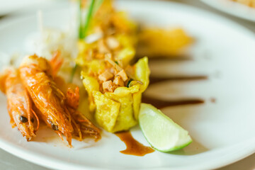 Pad thai ,Thai food ,Beautiful and tasty street food on a plate
