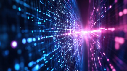 Naklejka premium Abstract Digital Tunnel: A Journey Through Cyberspace