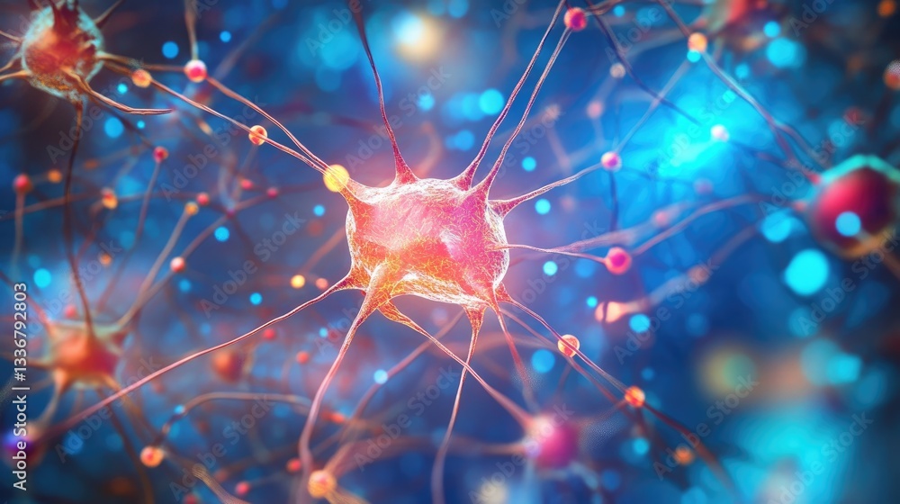 Poster abstract neural network visualization symbolizing ai-powered data processing.