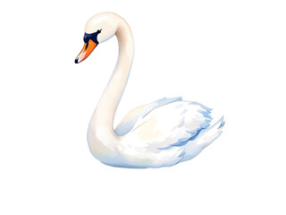 Fototapeta premium Watercolor vector of a cartoon swan, isolated on a white background, swan animation