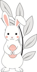 Adorable Easter Bunny Holding Egg – Hand-Drawn Spring Illustration