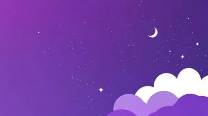 Purple Night Sky with Clouds and Stars - A Dreamy Nighttime Scene