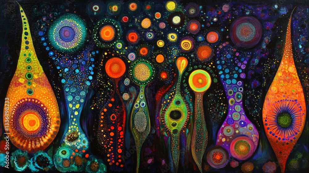 Aufkleber a luminous paint explosion with dazzling colors forming mesmerizing abstract patterns.