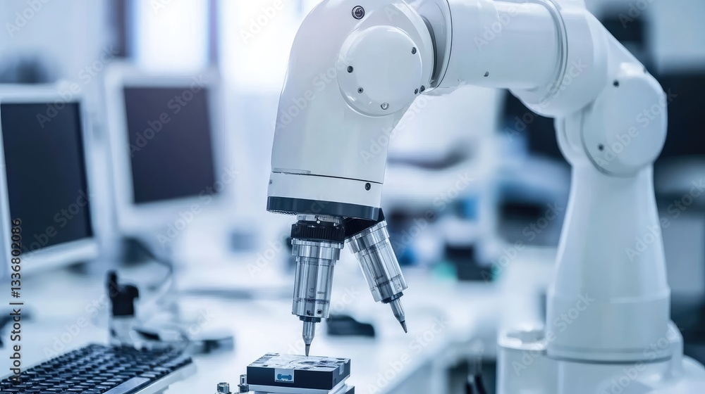 Poster ai-powered defect detection system ensuring quality control in automated manufacturing.