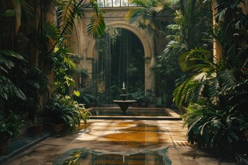 Fototapeta premium Jungle architecture building outdoors.