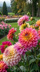 Dahlia Flowers Field with Vibrant Colors
