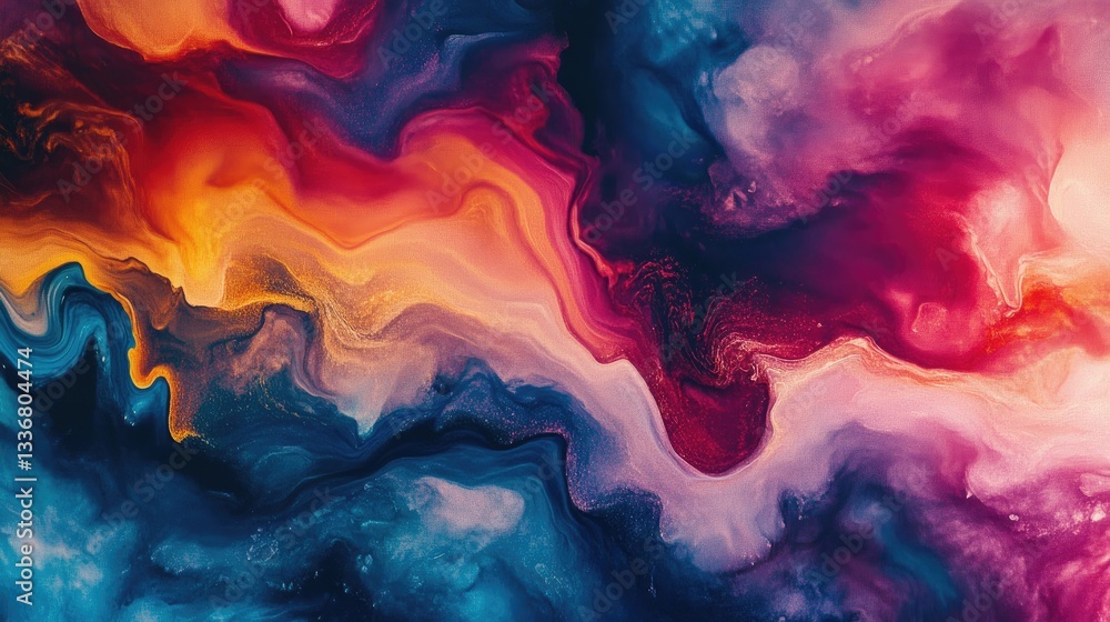 Aufkleber abstract expression of colorful paint waves creating a powerful, visually stunning masterpiece.