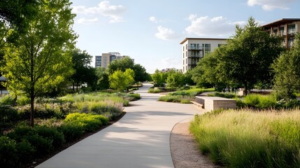 Picturesque City Park with Lush Green Landscapes Encouraging Outdoor Community Engagement