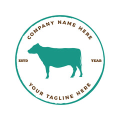 Rustic Black Angus Cow Cattle Farm Livestock for Beef Emblem Label