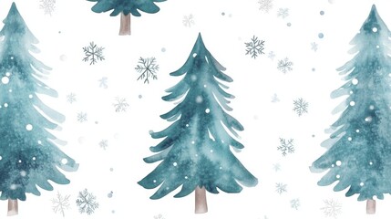 Fototapeta premium Whimsical watercolor pine trees enchanted forest digital art dreamy environment aerial view surreal imagery