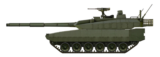 Concept of a new MBT, with a 125mm gun and a turret with an automatic loader in the stern (T2 variant) © Tikros