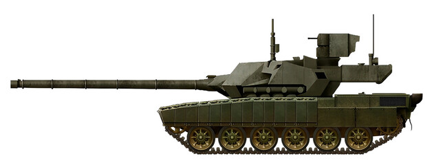 The concept of a new MBT, with a 125mm gun, based on the T-72 tank with a turret from the T-14 Armata tank © Tikros