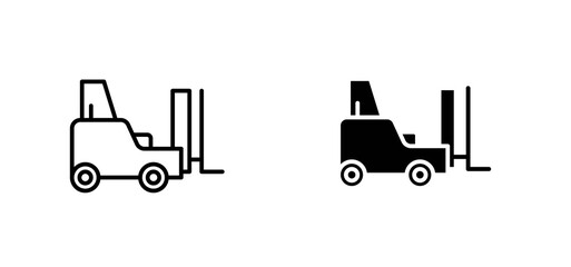 Forklift icons set for apps and web ui designs. simple isolated graphics.