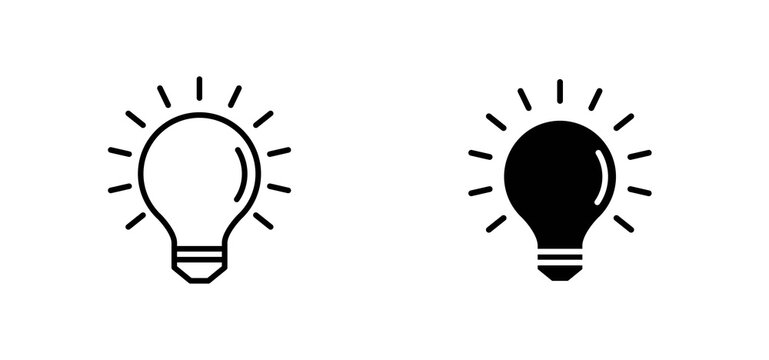 Lightbulb icons set for apps and web ui designs. simple isolated graphics.