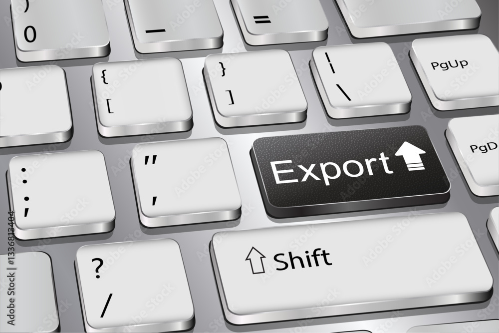 Aufkleber export: the inscription on the keyboard button. black color. vector graphics.