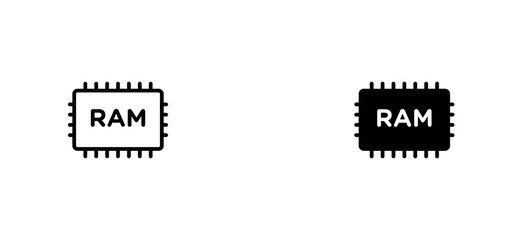 Memory icons set for apps and web ui designs. simple isolated graphics.