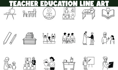 Teacher Education Line Art Classroom, Students, Learning, Books, Teaching
