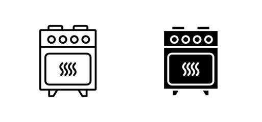 Oven icons set for apps and web ui designs. simple isolated graphics.