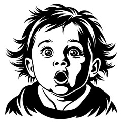 a surprised baby looking with open mouth and big eyes vector illustration
