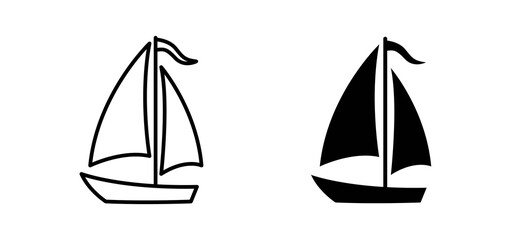 Sailboat icons set for apps and web ui designs. simple isolated graphics.