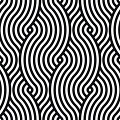 Seamless braided monochrome wavy pattern. Vector geometric abstract background. Modern linear texture.