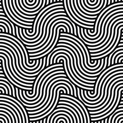 Seamless braided monochrome wavy pattern. Vector geometric abstract background. Modern linear texture.
