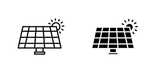 Solar panel icons set for apps and web ui designs. simple isolated graphics.