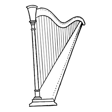 black and white harp musical instrument clip art preview