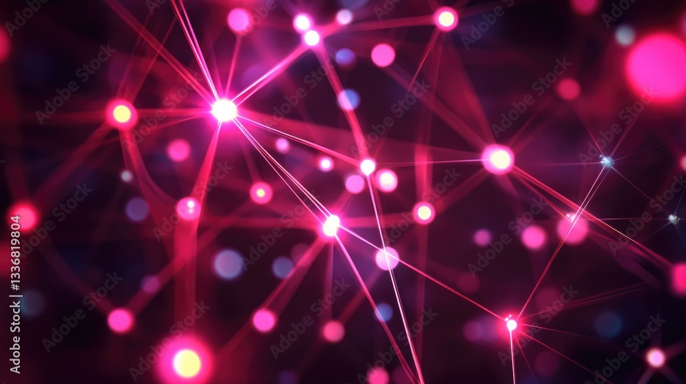 Poster data cloud network visualization with interconnected glowing points and futuristic ui panels.