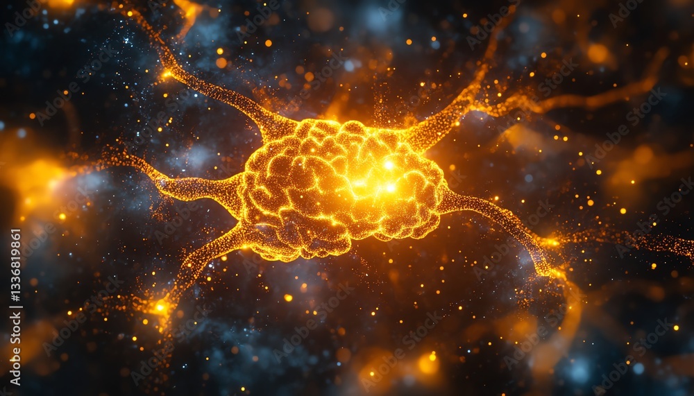 Poster a detailed image of a brain surrounded by glowing interconnected neurons, symbolizing the intricate 