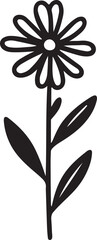 Simple Hand-Drawn Flower Silhouette – Black and White Botanical Illustration

