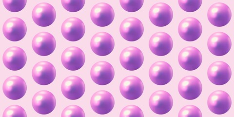 Lavender color pearl rows seamless background. 3d graphic.