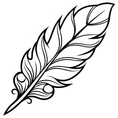 Obraz premium Refined Feather Illustration With Complex Pattern Work In Minimalist Black Line Style