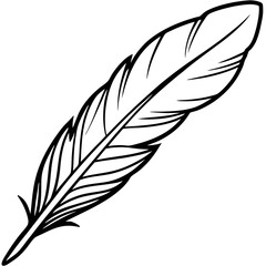 Obraz premium Delicate Contour Hawk Feather Drawing in Black Representing Natural Grace with Copy Space