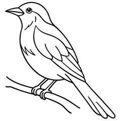 Obraz premium Graceful Bird on Branch Illustration in Minimalist Style Representing Natural Balance with Copy Space