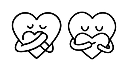heart hugging itself icon, heart hugging itself line art - simple line art of heart hugging itself, perfect for heart hugging itself logos and icons