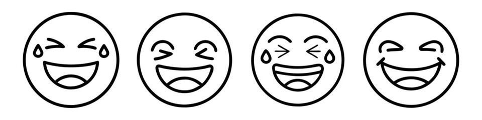 laughing emoji icon, laughing emoji line art - simple line art of laughing emoji, perfect for laughing emoji logos and icons