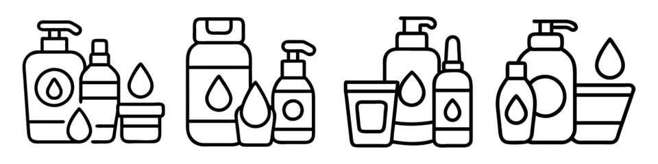Fototapeta premium self care essentials lotions oils icon, self care essentials lotions oils line art - simple line art of self care essentials lotions oils, perfect for self care essentials lotions oils logos and icons