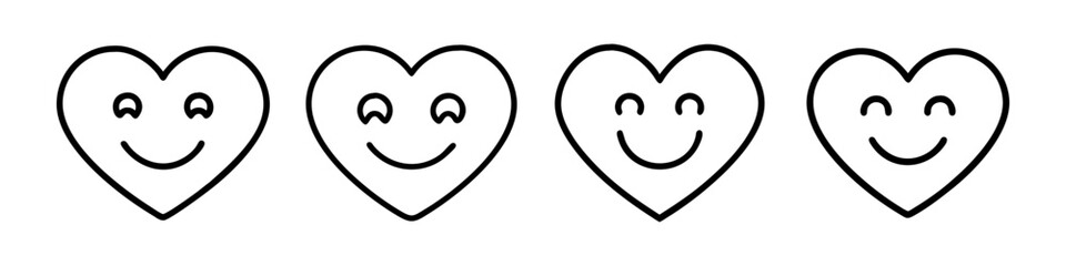 smiling heart icon, smiling heart line art - simple line art of smiling heart, perfect for smiling heart logos and icons