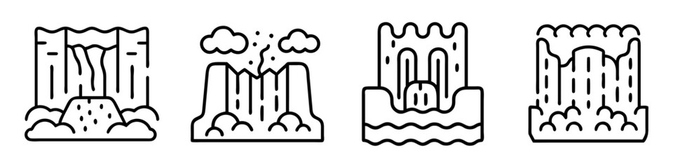 waterfall cleansing icon, waterfall cleansing line art - simple line art of waterfall cleansing, perfect for waterfall cleansing logos and icons