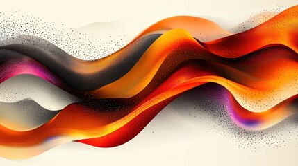 Abstract Orange and Red Flowing Waves with Glitter and Sparkle
