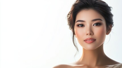Obraz premium Studio portrait of attractive young asian woman with flawless skin and elegant makeup