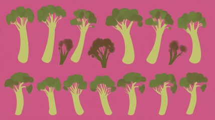 Colorful Broccoli Illustrations: A Fresh and Vibrant Food Design
