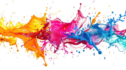 Colorful paint splashing on transparent background