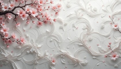 Blossoming cherry trees nature textured background spring aesthetic serenity